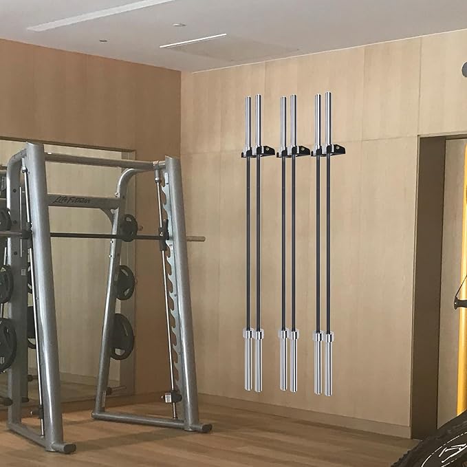 Heavy Duty Olympic Barbell Hanger,Vertical Barbell Mount Rack,Black Powder Coated Garage Gym Bar Wall Rack Space Saving Bar Holder Suitable for for Home, Commercial, Garage Gym