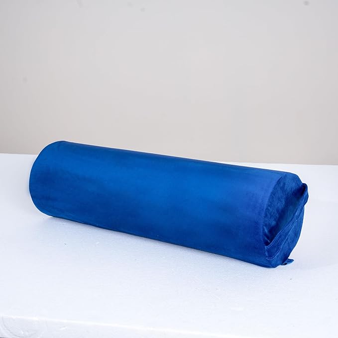 2-Pack Yoga Bolster Pillow Set: Rectangular & Cylinder Pillows for Meditation and Support, Yoga Pillows with Washable Velvet Cover, Triple-Layer Sponge with Carry Handle, Blue