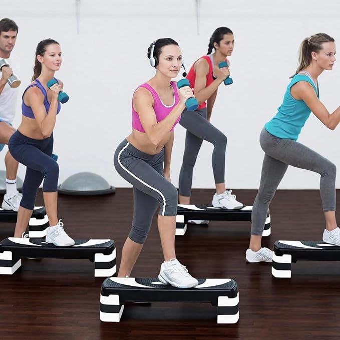 Adjustable Aerobic Step Platform, 31 Inch Non-Slip Workout Step with 3 Height Options (4/6/8 inch), Supports 400 lbs for Home Gym, Cardio & HIIT Training