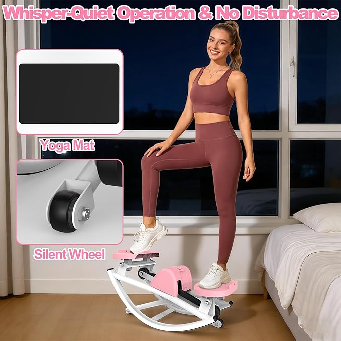 KINMAC Lateral Stepper for Exercise-Rocking Stepper Machine with Resistance Bands & Anti-Slip Mat and LCD Monitor, Professional Stair Stepper for Home Workout