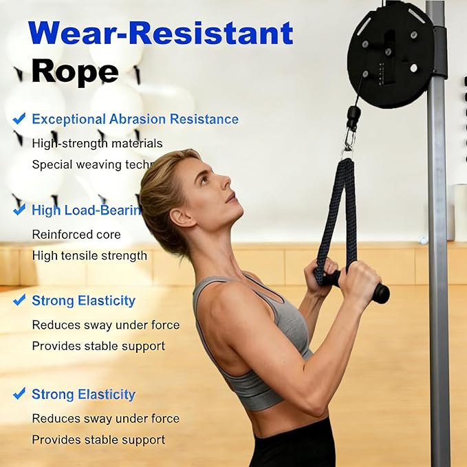 Endless Rope Trainer | Adjustable Resistance Trainer Machine | Suspension Endless Rope Pulley System| Closed-Loop Nylon Rope | Home Gym Infinity Rope for Interval Resistance Training Black