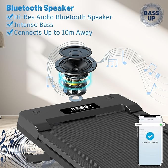 Walking Pad Treadmill with 12% 9-Level Auto Incline, 450 lbs Capacity Bluetooth Speaker Under Desk Treadmills for Home Hiking, 5 MPH