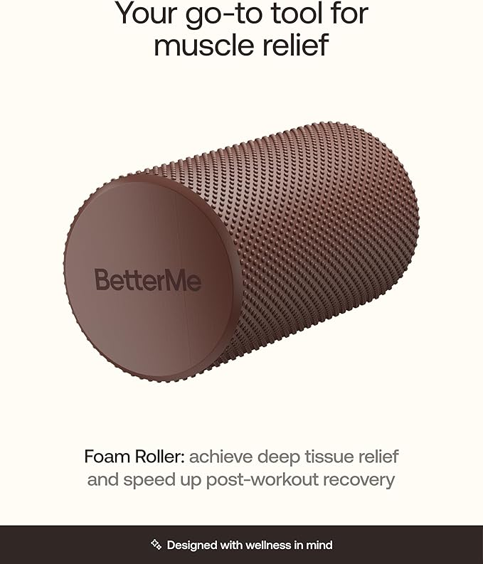 BetterMe Foam Roller for Muscle Recovery – High Density Exercise Roller for Back &Legs – Deep Tissue Massage Roller for Tension, Relief & Stretching (Chocolate Brown)