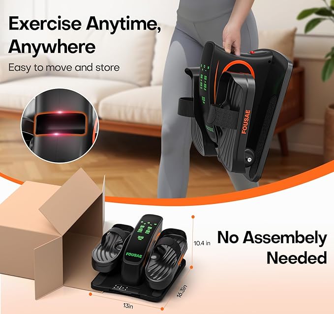 Under Desk Elliptical Machine, Electric Elliptical Leg Exerciser While Sitting for Seniors with Upgraded 15 Speeds & 12 Auto Mode, Forward & Reverse Direction, Quiet Portable Seated Pedal Exerciser