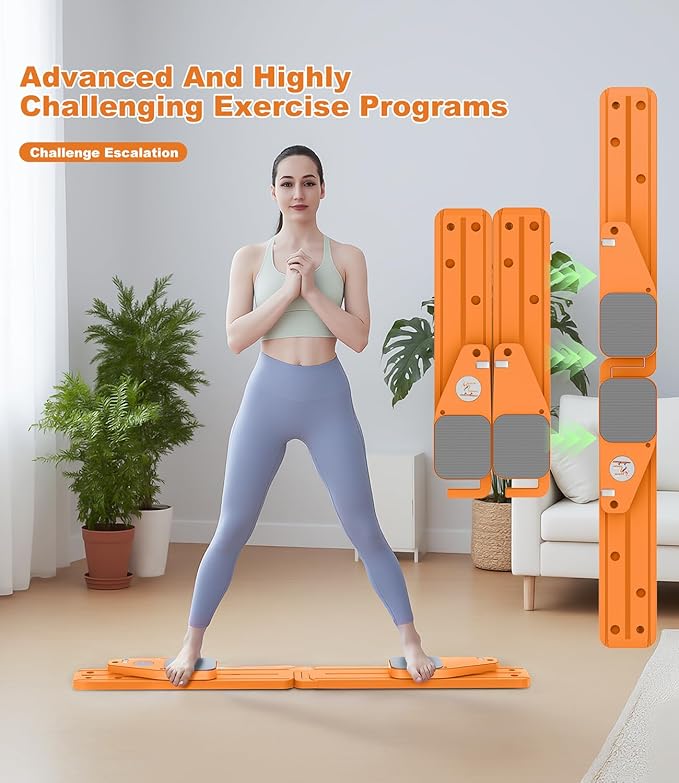 Pilates Board, 12 in 1 Mini Plilates Reformer Set, Multifuncional Portable Pilates Reformers Board for Home Workout, Free Combination 100+ Exercise Mode