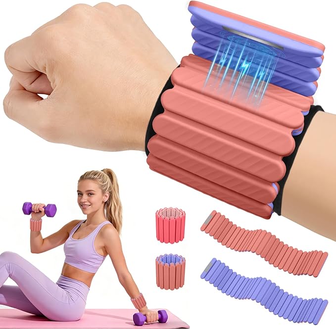 Abahub Wearable Wrist & Ankle Weights Set of 2, Stackable Magnetic Weighted Bracelet for Women, Waterproof Silicone Arm Leg Weights for Home Gym Workout, Running, Yoga & Pilates