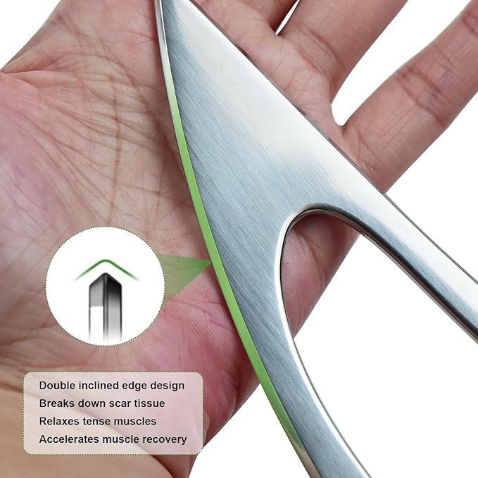 Stainless Steel Guasha Scraping Massage Tool for Soft Tissue Therapy, Ideal for Back, Legs, Arms, Neck, Shoulder Relief (Moon Shape)