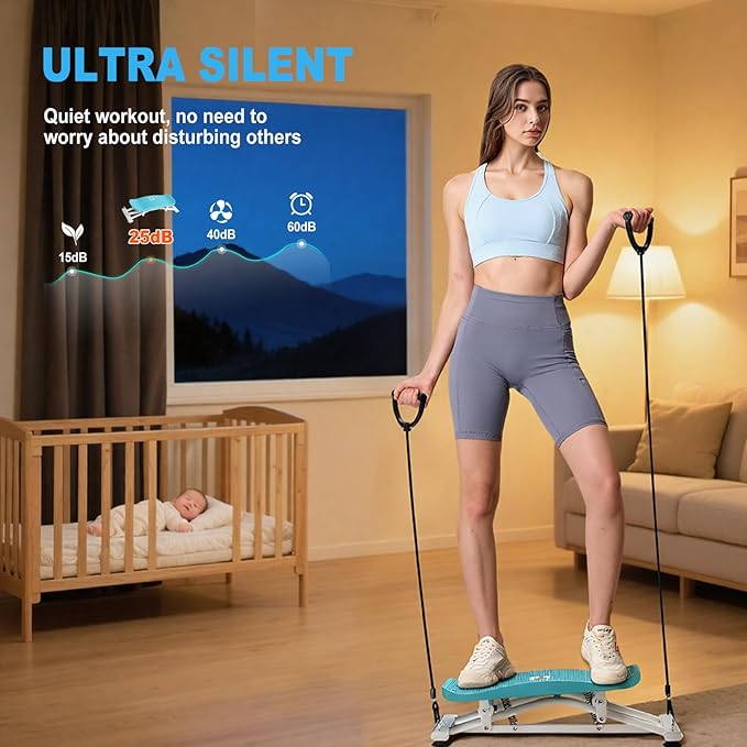 HOTSWEAT Balance Board, Ski Balancing Machine with 300 LBS Weight Capacity, Slide Stepper Stimulated Ski with Resistance Bands, Portable Balance Trainer for Full Body Workout