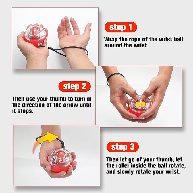 Wrist Trainer Ball Auto-Start Gyroscopic Forearm Exerciser Gyro Ball for Strengthen Arms, Fingers, Grip and Muscles