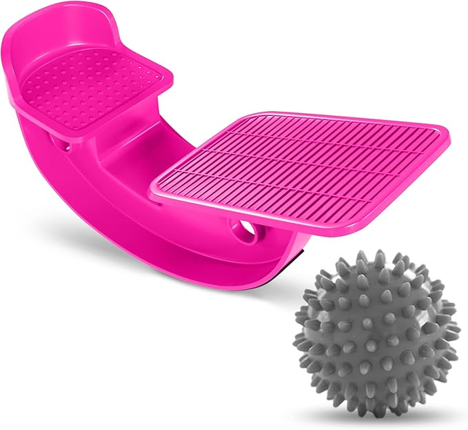 ProHeal Pink Plantar Fasciitis Relief Foot Rocker - Calf Stretcher with Spiked Ball Massager - Achilles Tendonitis Calf, Foot, Heel, and Ankle Stretcher - Lower Leg Pain Relief