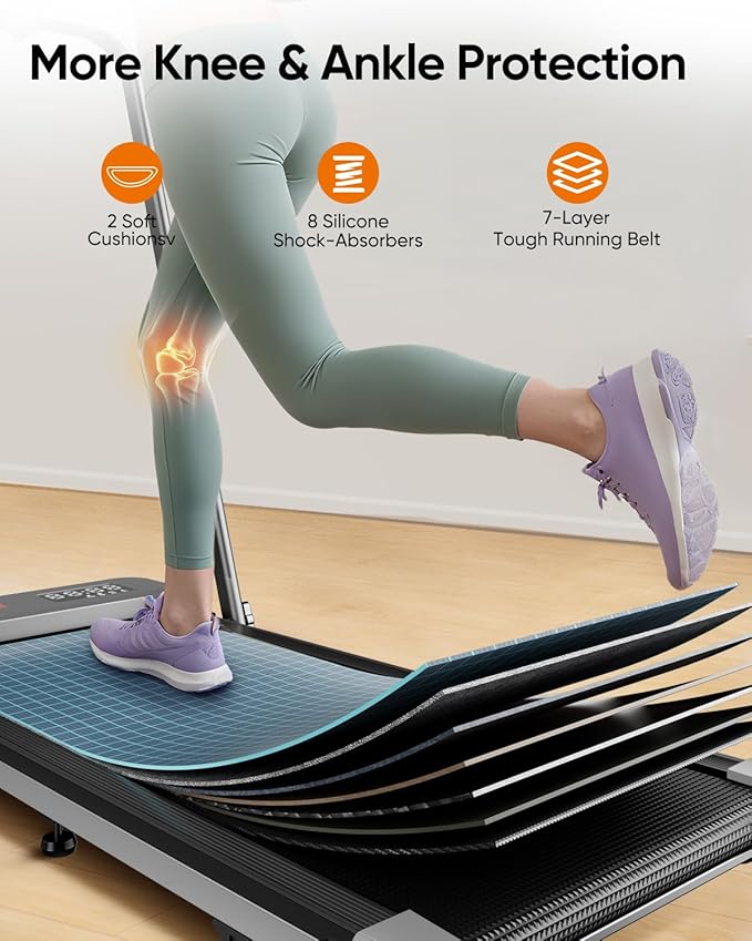 Walking Pad Treadmill with 10% Incline, Under Desk Treadmill, Compact Portable Treadmills for Home Office, 285lbs Capacity, APP/Remote Control, Exercise Anytime, Low-Noise