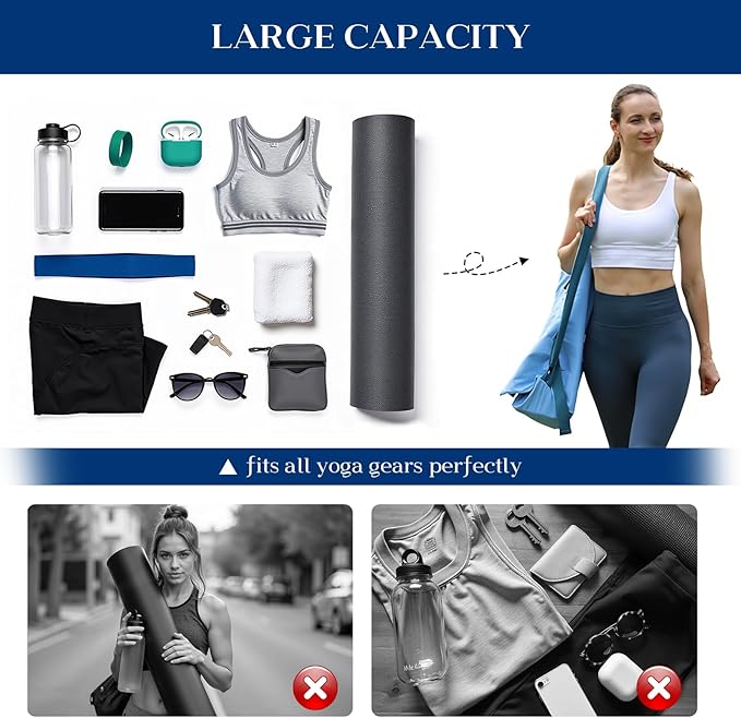 Tumaz Yoga Mat Bag | Padded Adjustable Shoulder Strap | Fits Up to 26" Mats | Multi-Pocket Storage for Essentials | Heavy-Duty G-Hook Closure | Lightweight & Durable for Yoga, Pilates & Fitness