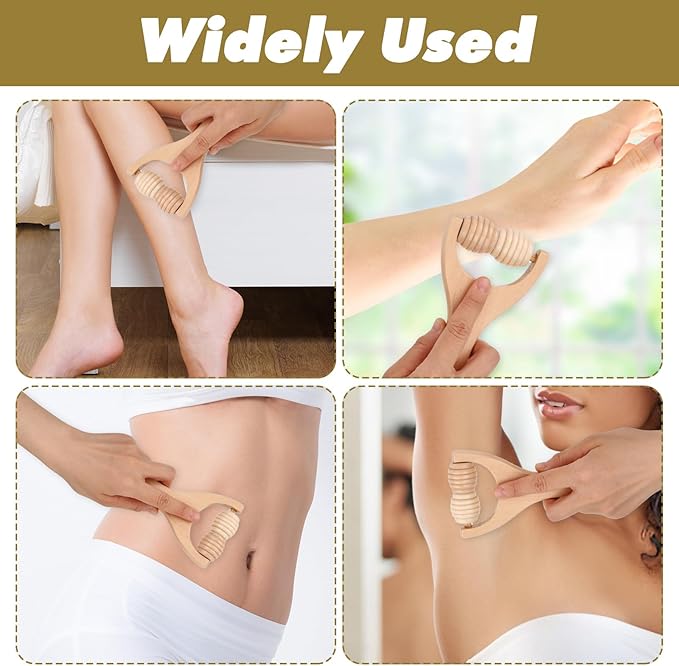 8Pcs Wooden Hand Massage Roller, 4 Types Muscle Roller Stick, Manual Wood Therapy Massage Tools Massager Rollers, for Relaxes Thigh, Leg, Hands Full Body Muscle Men Women