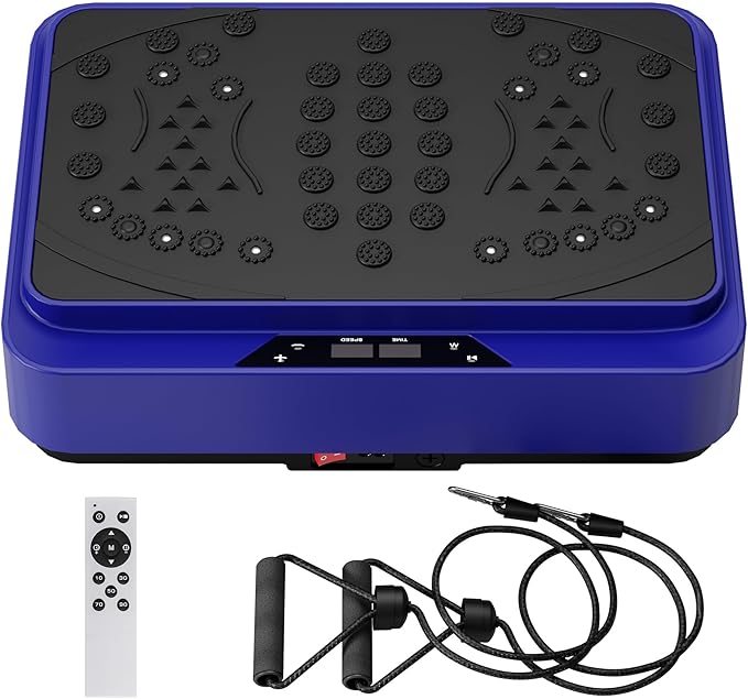 Vibration Plate Machine with Resistance Bands, 99 Speed Levels, 450LBS Capacity, Remote Control , Full Body Workout for Weight Loss & Lymphatic Drainage