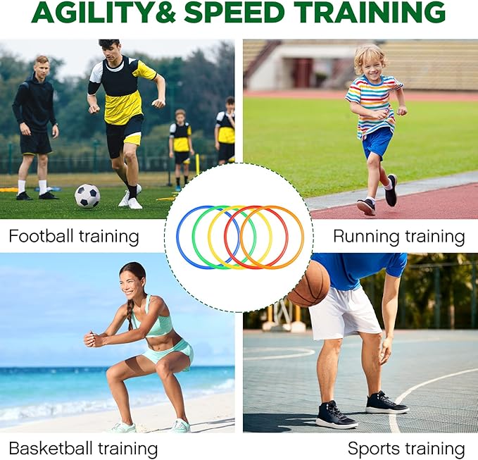 Deekin 80 Pcs Agility Rings Speed and Agility Training Rings Multicolored Exercise Speed Ring Circle Jumping Hoops for Training Toss Equipment, 15"