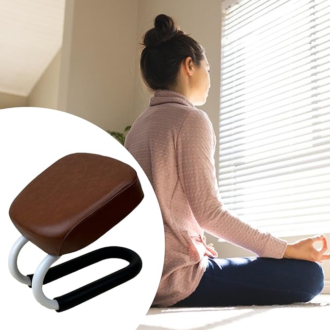 Colaxi Kneeling Meditation Stool Adjustable Birthday Gift Anti Slip Comfortable Seat Prayer Stool for Yoga Praying Home Women, Style A Brown
