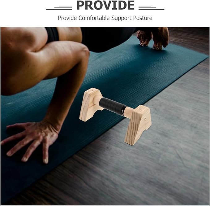 Wooden Parallette Bars Push up Stands with Non-slip Base Beech Wood Pushup Handles for Home Gym Strength Training Men and Women Calisthenics Equipment