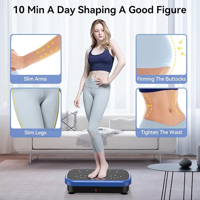Vibration Plate Exercise Machine Weight Loss, Whole Body Vibration Plate for Lymphatic Drainage, 180 Adjustable Speeds Vibrating Plate Fitness Platform for Women Men