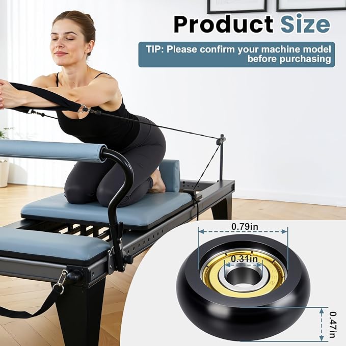 Replacement Roller Wheels for Aero Pilates Reformer - 32mm POM Wheels, Smooth Quiet Glide, Aero Pilates Machine Replacement Parts (4-Pack)
