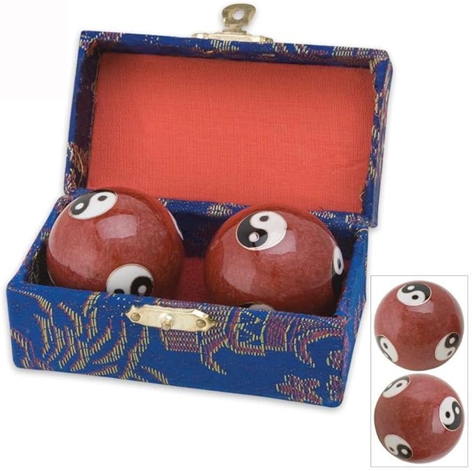 JapanBargain, Set of 2 Chinese Baoding Balls Hand Exercise Therapy Balls Stress Reliefe Balls, (Red)