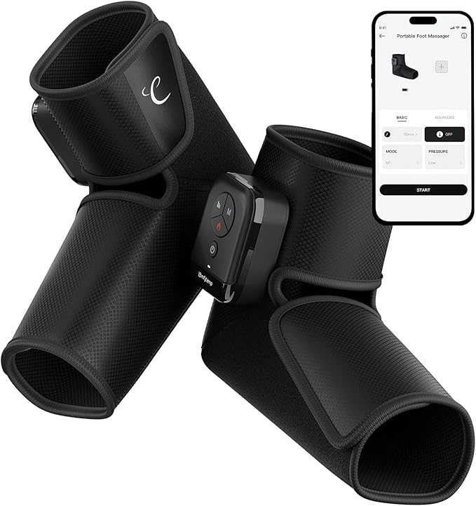 Comfytemp Air Compression Therapy Device K1007, Portable Foot Massager with Heat, Cordless Ankle Massage Boot for Pain Relief and Circulation, Ideal for Men Women Seniors (Fit Size 6 to 10)