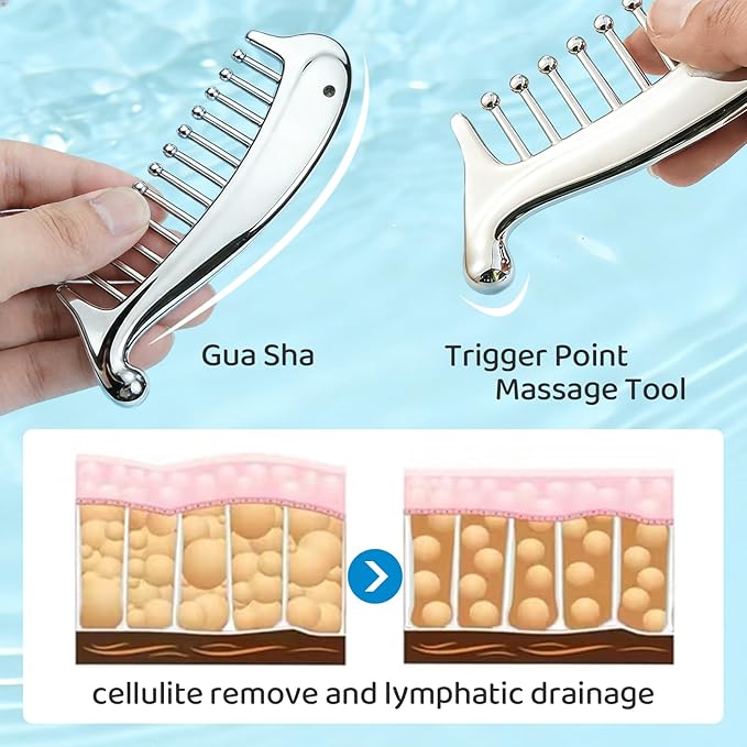 Metal Scalp Massage Tool Gua Sha Facial Tools, Portable Massage Comb for Scalp, Neck, Shoulders, Legs & Arms Handheld Head Massager for Deep Relaxation and Relieving Fatigue & Pain