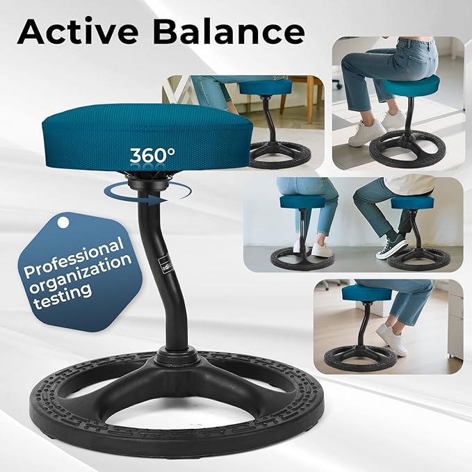 ADHD Chair for Kids, Yoga Chairs for Adults, Wobble Stool Active Flexible Seating Desk Chair with Non-Slip Base and Washable Seat Cover for Stability, Balance, Yoga, Office, School, Classroom