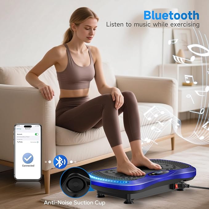 Vibration Plate Exercise Machine for Lymphatic Drainage, Vibration Machine for Full-Body Weight Loss Shaping, Vibrate Fitness Platform 400 Lbs & 200 Adjustable Speeds for Women Men Home