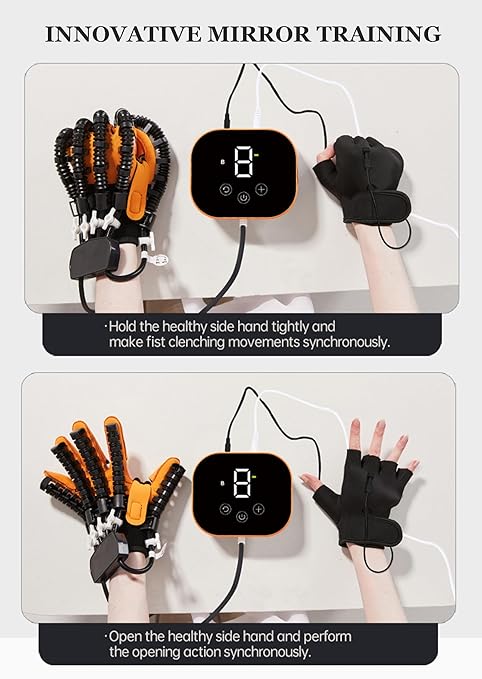 Both Hands Rehabilitation Robot Gloves, 2024 Electric Hand Function Equipment, Stroke Hemiplegia Fingers Recovery Massage Therapy, Finger Robot Rehab Gloves