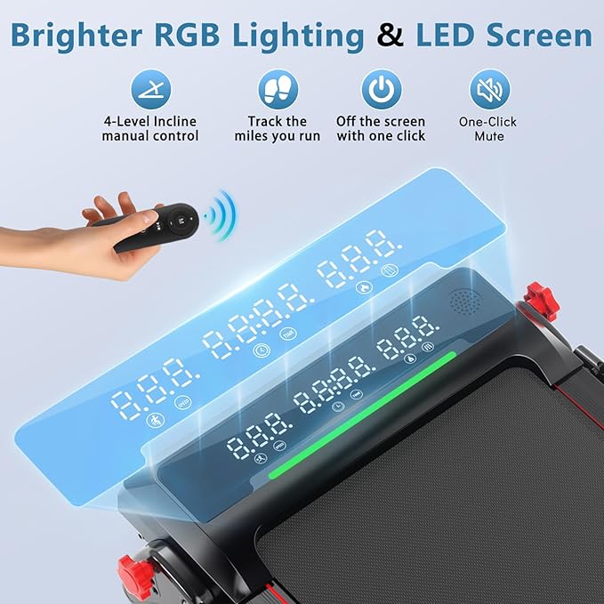 Walking Pad with Handle Bar and Incline, 3 in 1 Under Desk Treadmill with Hiking Mode, 2.5HP Low Noise Walking Treadmill Pad with Remote Control,Portable Treadmills for Home Office, Led Display