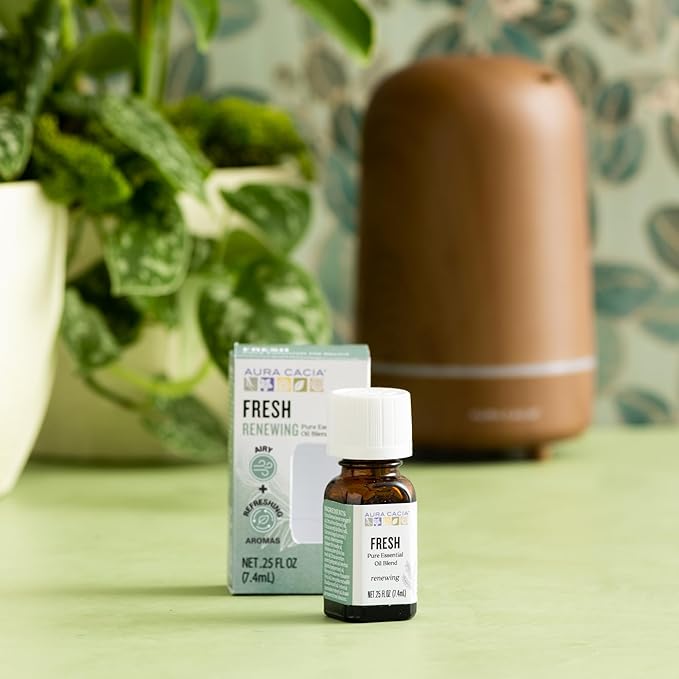 Aura Cacia Fresh Essential Oil Blend, Boxed 0.25 fl. oz. - Light Aroma, No Synthetic Fragrances