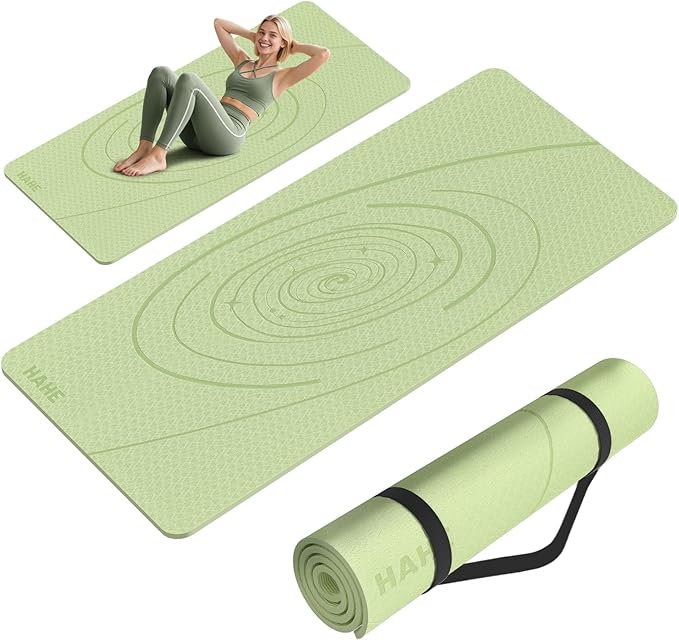 Large Yoga Mat Thick, 76"x32"x0.31"Wide POE Exercise Mat with Non-Slip Surface & Carry Strap, Anti-Tear Workout Mat for Yoga, Pilates, Fitness