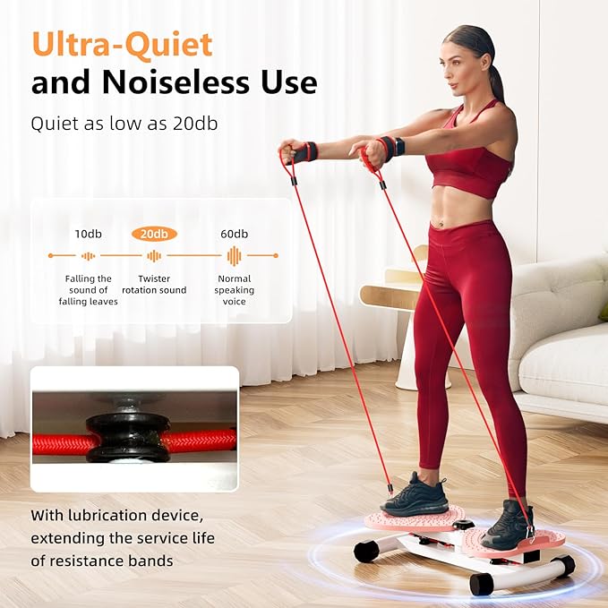 Waist Twister, Ultra-Quiet Ab Twister Machine with 330 lbs Weight Capacity Pilates Board for Women Belly Fat Loss, Noiseless Core Ab Exercise