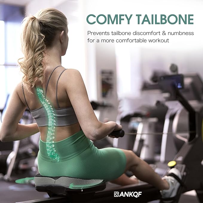 Rowing Machine Seat Cushion for Concept 2 Rower – Memory Foam Pad with Non-Slip Base & Washable Cover – Fits Concept 2 Model D/E, WaterRower, Recumbent Bike & Indoor Rowers