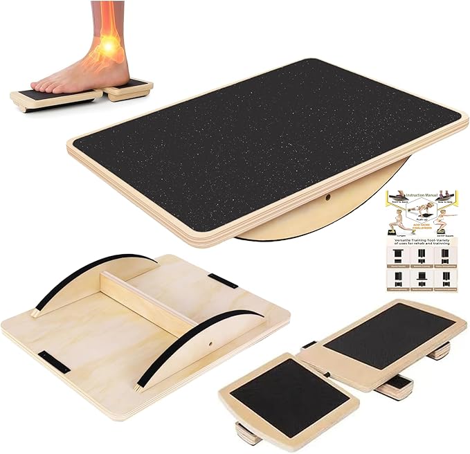 Rocker Board for Physical Therapy | Professional Adult Balance Board | Anti-Slip Wood Standing Desk Balance Board for Core Strength, BAPS & Slack Board Alternative (Suitable for Men & Women)