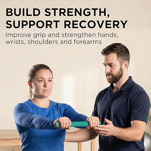 THERABAND FlexBar, Tennis Elbow Therapy Bar, Relieve Tendonitis Pain & Improve Grip Strength, Resistance Bar for Golfers Elbow & Tendinitis, Green, Medium, Intermediate