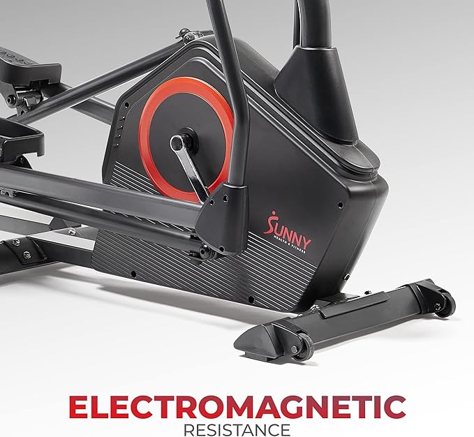 Sunny Health & Fitness Elliptical Exercise Machine, Silent Training, Long Stride Full Body Workout, Adjustable Resistance, Pulse Sensor, SunnyFit App via Bluetooth, Electric or Manual