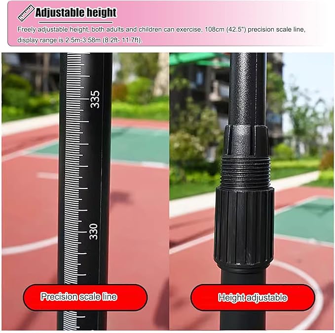 Iron Vertical Jump Tester with Bell, Gym Vertical Jump Training Device 1.3m-3.5m High, Basketball Volleyball Jump Measurement Tool Stick Pole