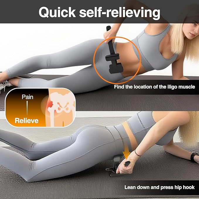 Psoas Release Tool-Hip Hook Psoas Muscle Release Tool Fully Adjustable for Iliacus,Waist Pain Sciatica,Back&Posture Relief,Hip Flexor Release Tool and Trigger Point Massage Tool [Patent Pending]