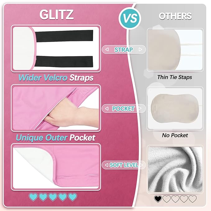 glitz Castor Oil Pack Wrap – Reusable Organic Castor Oil Pack for Liver (Compress), Less Mess, Anti Leak Outer Layer, Soft Cotton (Pink)