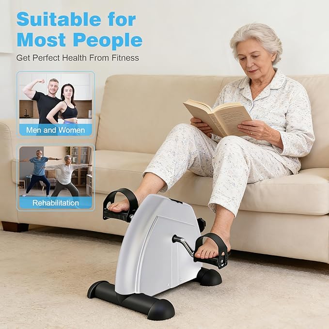 Mini Exercise Bike: Portable Under Desk Bike Pedal Exerciser Foot Cycle Arm & Leg Pedal Exerciser with LCD Screen Displays & Adjustable Resistance for Home/Office