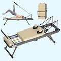 KEIKI Pilates Reformer Machine, Foldable Pilates Core Board Bed for Home Gym Workout, Multifunctional Yoga Studio Equipment w/Resistance Band & Adjustable Footbar Reformer Height, Easy Assembly