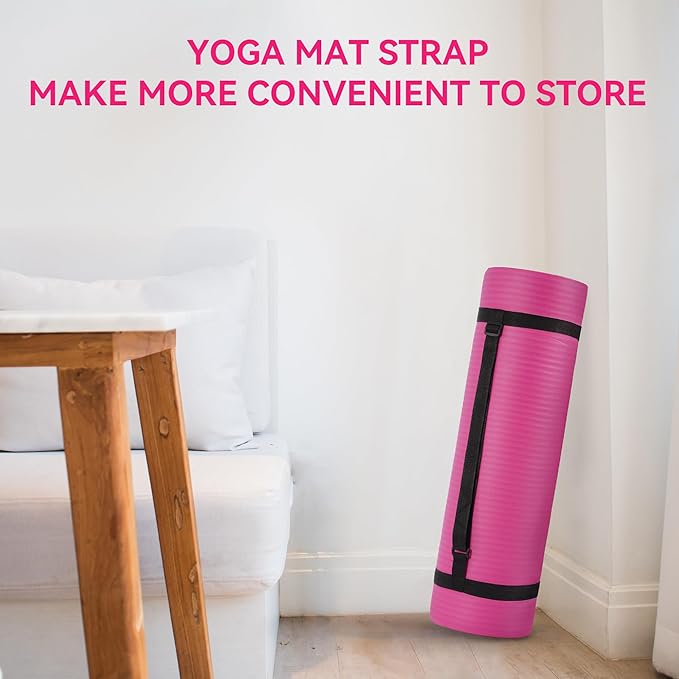 Fitvids Yoga Mat, 1/2-Inch Extra Thick High Density Exercise Mat, Anti-Tear Exercise Yoga Mat with Carrying Strap, Suitable for Various Yoga Exercises