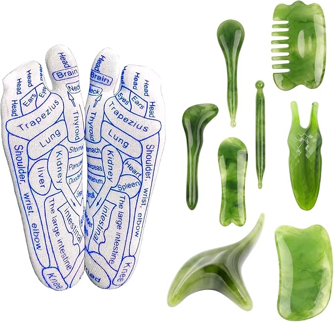 Reflexology Socks with Massage Tool - Reflexology Socks Set with Trigger Point Massage Tool,Foot Pain Relief Remedy for Foot Massage,Acupressure Socks with Tool of (Women's Emerald Green-8PCS)