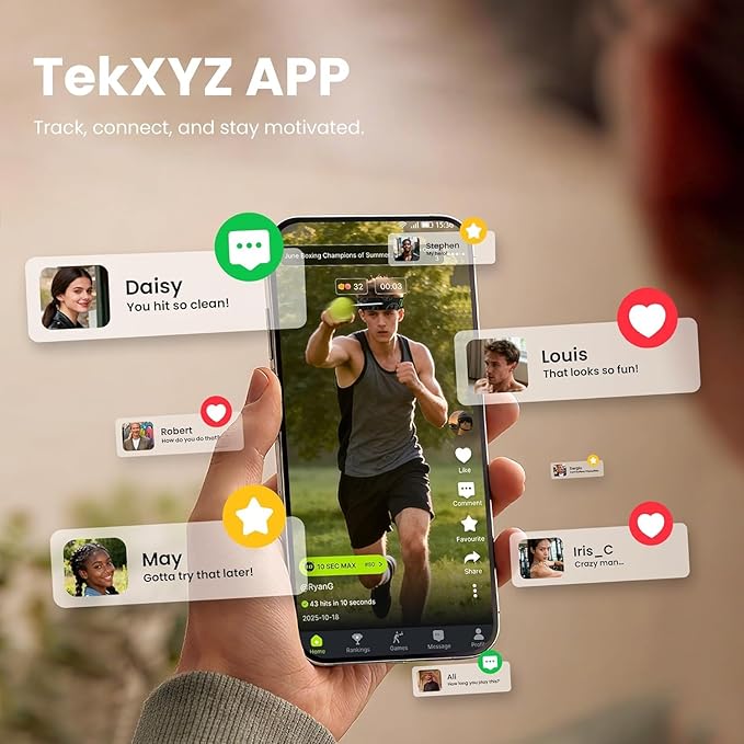 TEKXYZ® Reflex Ball with Counter App & Online Community, 2 Difficulty Levels Boxing Ball with Headband, Perfect for Reaction, Agility, Punching Speed, Fight Skill & Hand Eye Coordination Training