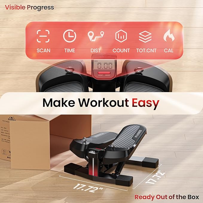 FLYBIRD Stair Stepper Machine for Workout, 350 LBS Capacity Twisting Stepper for Cardio Burning, Legs, Hips & Glutes, Fitness Equipment for Men and Women