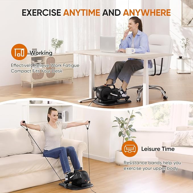 Dripex Under Desk Elliptical Machine, 3-in-1 Electric Leg Exerciser As Seen On TV, 16 Adjustable Speed & Resistance, Seated Pedal Exerciser for Seniors with Remote, Fully Assembled
