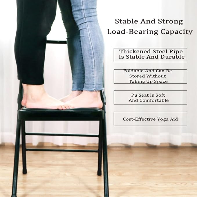 Yoga Chair,Double Beam Pilates Chair,PU Seat Surface Comfortable and Soft,for Home Office Dining Indoor Outdoor