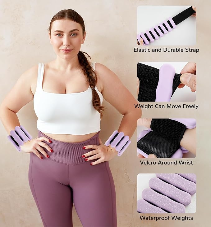 Wrist Ankle Weights for Women Men, Leg Arm Wrist Weights Bangles 1lb*2 2lb*2 Wearable Weights Pilates Weighted Bracelet for Strength Training Walking Swimming Yoga Physical Therapy
