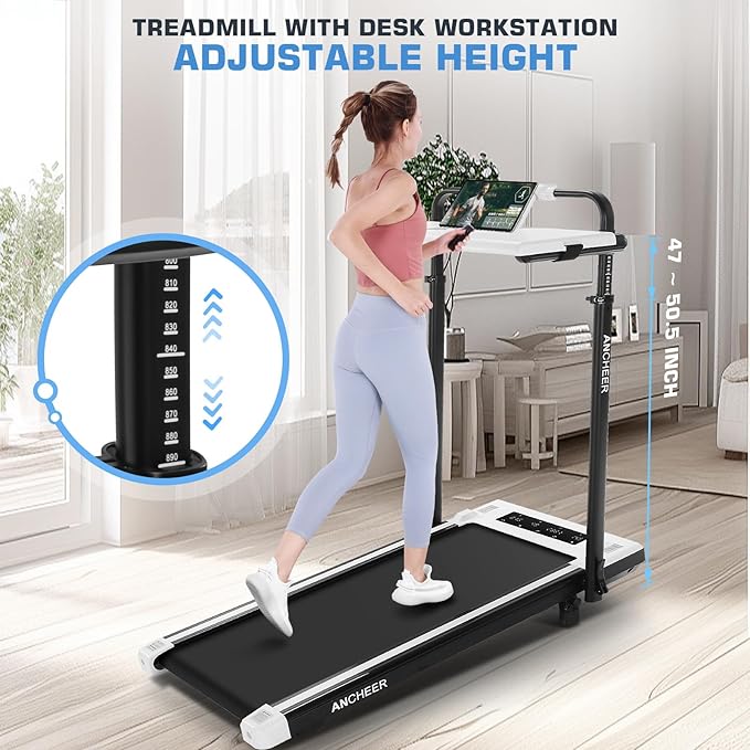 ANCHEER Treadmill with 12%/15% Incline, Folding Walking Pad with Handle Bar, 320-450lb Capacity Under Desk Foldable 3.5HP Treadmills for Home/Office/Gym,Installation-Free